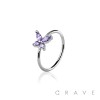 CZ PRONG BUTTERFLY 316L SURGICAL STEEL BENDABLE NOSE O-RING